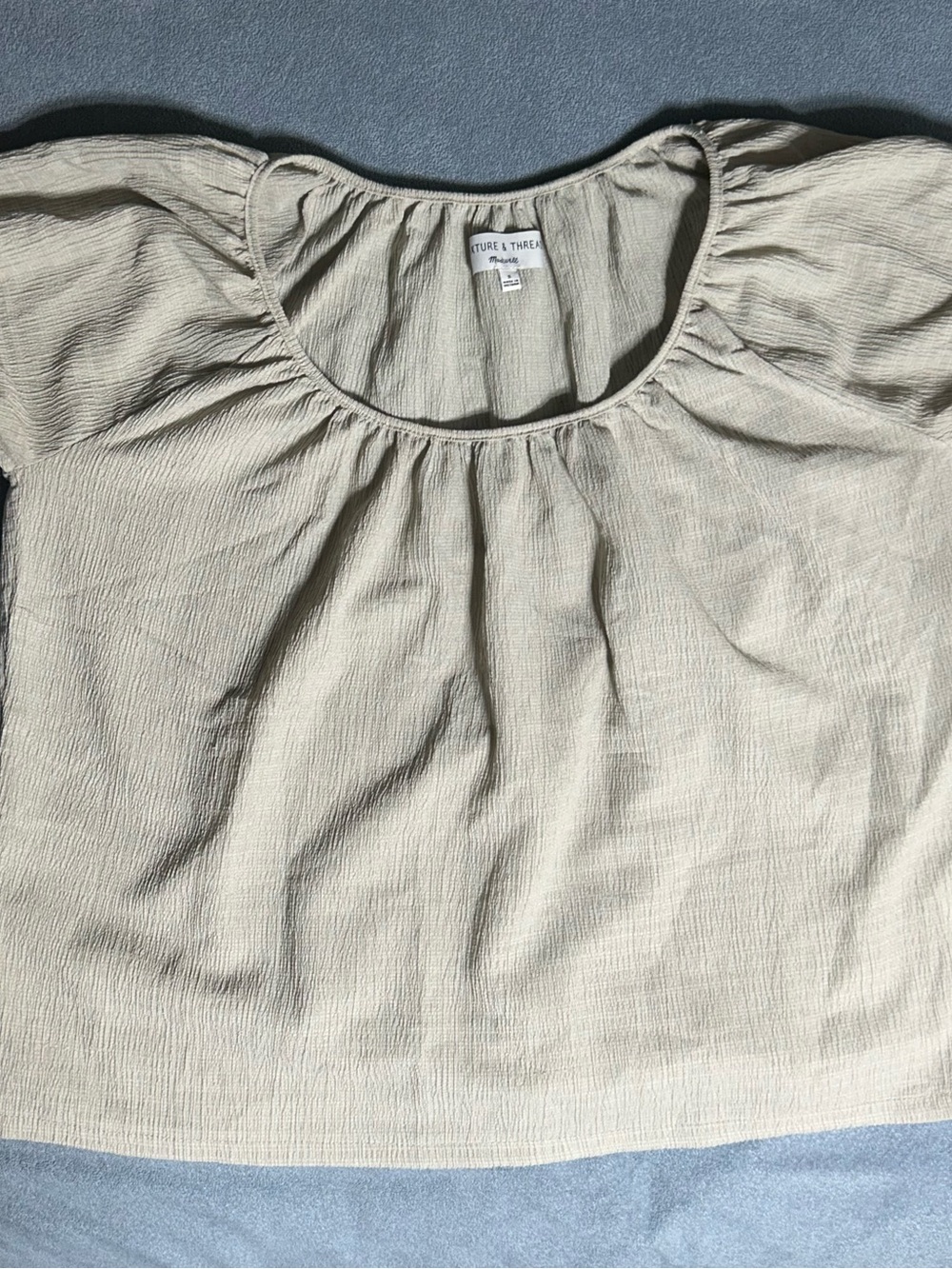 Madewell Cream Short Sleeve Scoop Neck Blouse